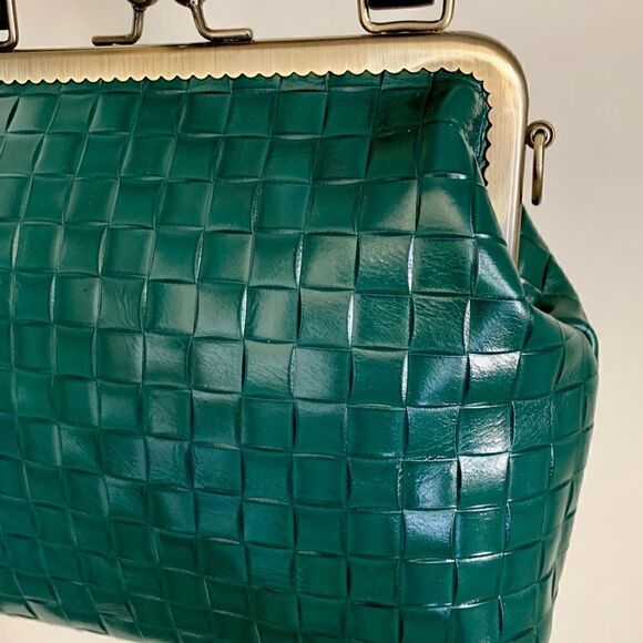 Vintage style Handmade Genuine Embossed Leather Top Handle Bag & Small Purse Set - Picture 13 of 16